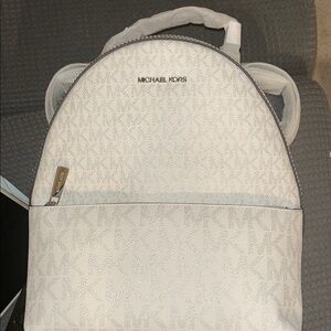 Michael Kors Silver and White Backpack